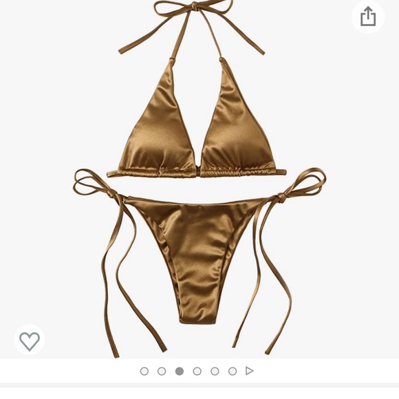 NIB Save $64 - gold metallic satin lined string bikini - sizes medium & larges - Picture 3 of 8